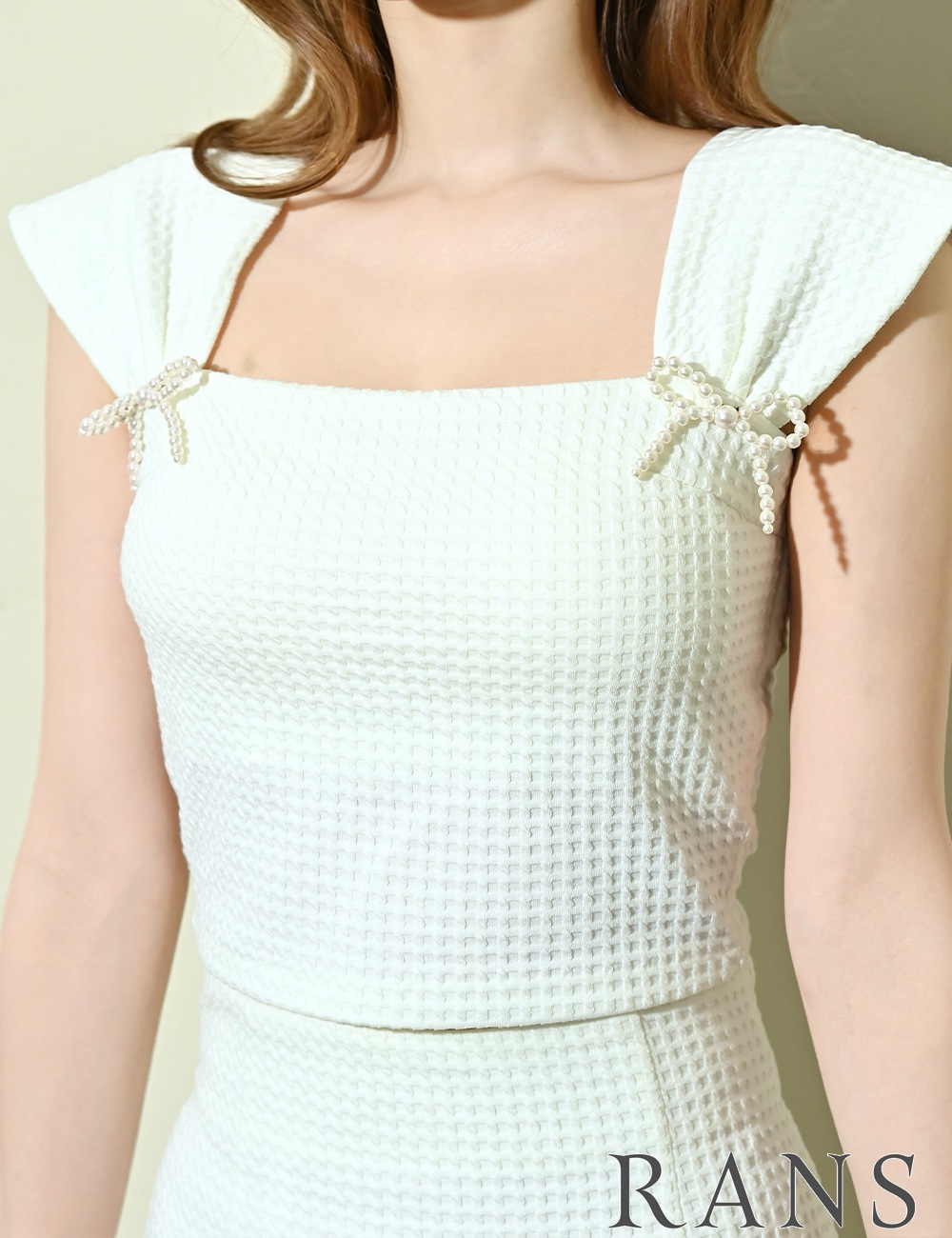 [Sのみ即納][instock]【RAN SERENE】丈長/ドレス/セットアップ/ホワイト/ワッフル/マーメイド