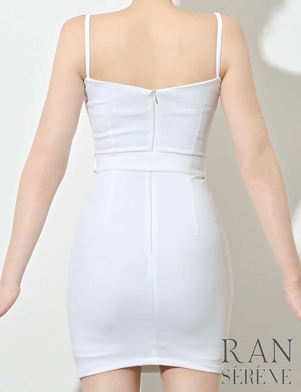 [即納][instock]【RAN SERENE】ミニ/ドレス/ワンピース/ホワイト/キャミ/タイト/レース/リボン