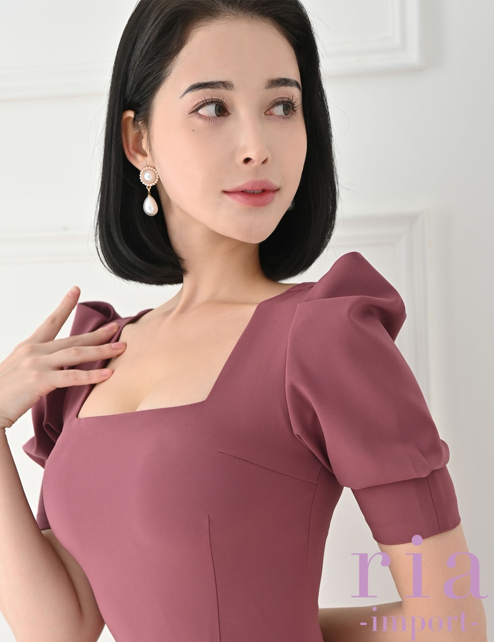 【ria】ミニ/ドレス/ワンピース/ピンク/袖あり/タイト