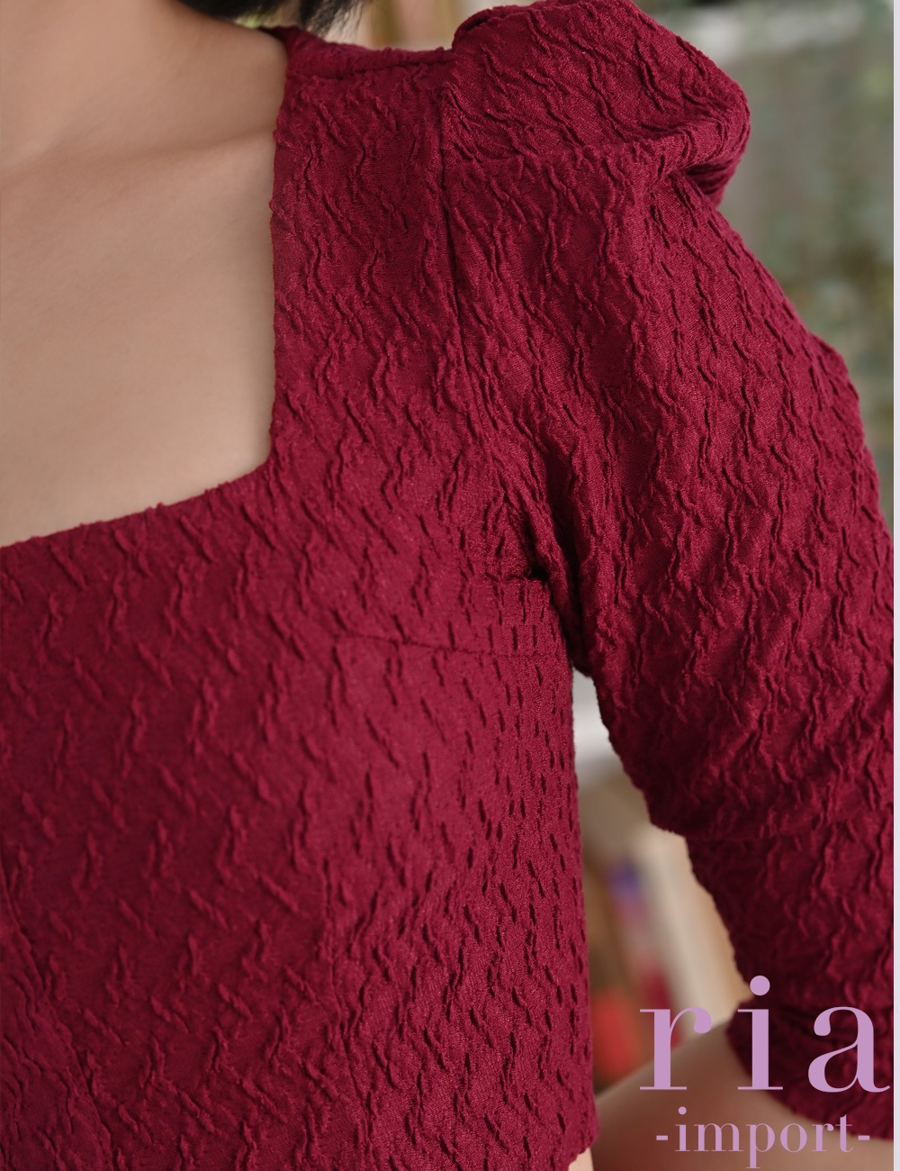 【ria】丈長/ドレス/セットアップ/レッド/ジャガード/袖あり/七分袖/マーメイド/パワショル