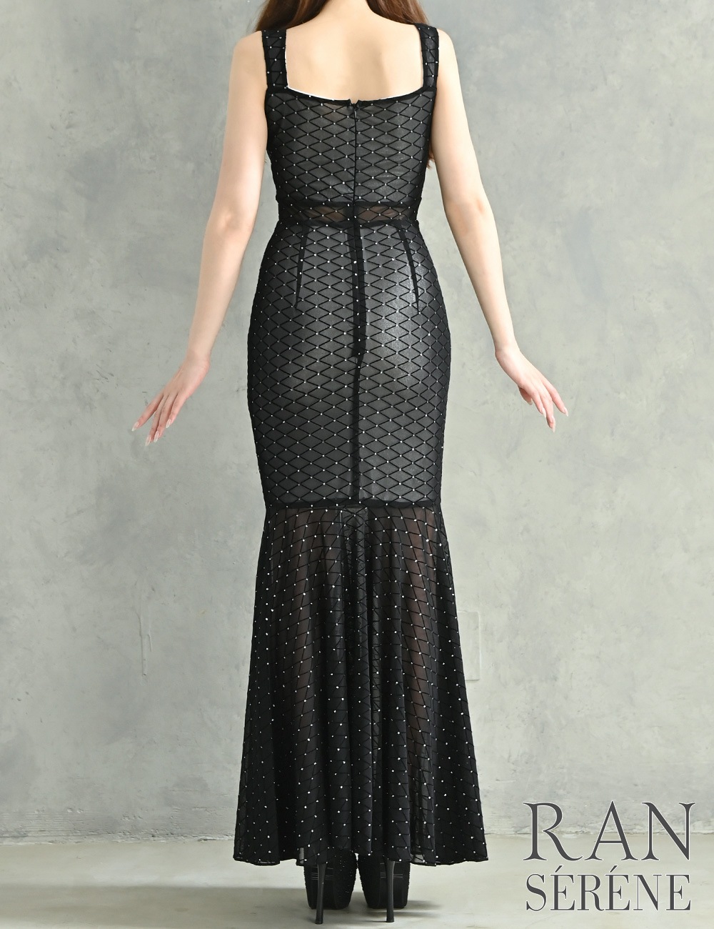 [即納][instock]【RAN SERENE】ロング/ドレス/ワンピース/シルバー/ブラック/マーメイド/カットアウト/スリット