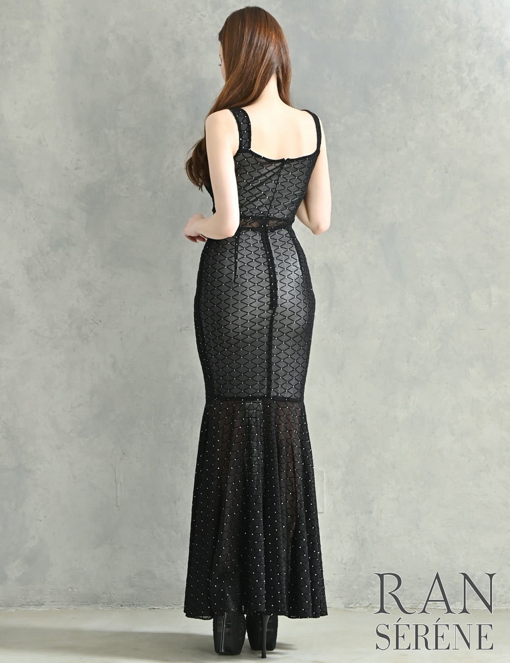 [即納][instock]【RAN SERENE】ロング/ドレス/ワンピース/シルバー/ブラック/マーメイド/カットアウト/スリット