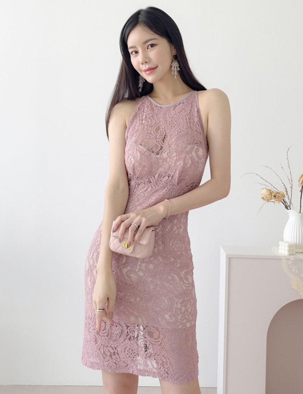 セルフポートレート　ピンクレースミニワンピ Self Portrait】ピンク フローラル レース ミニドレス セルフポート