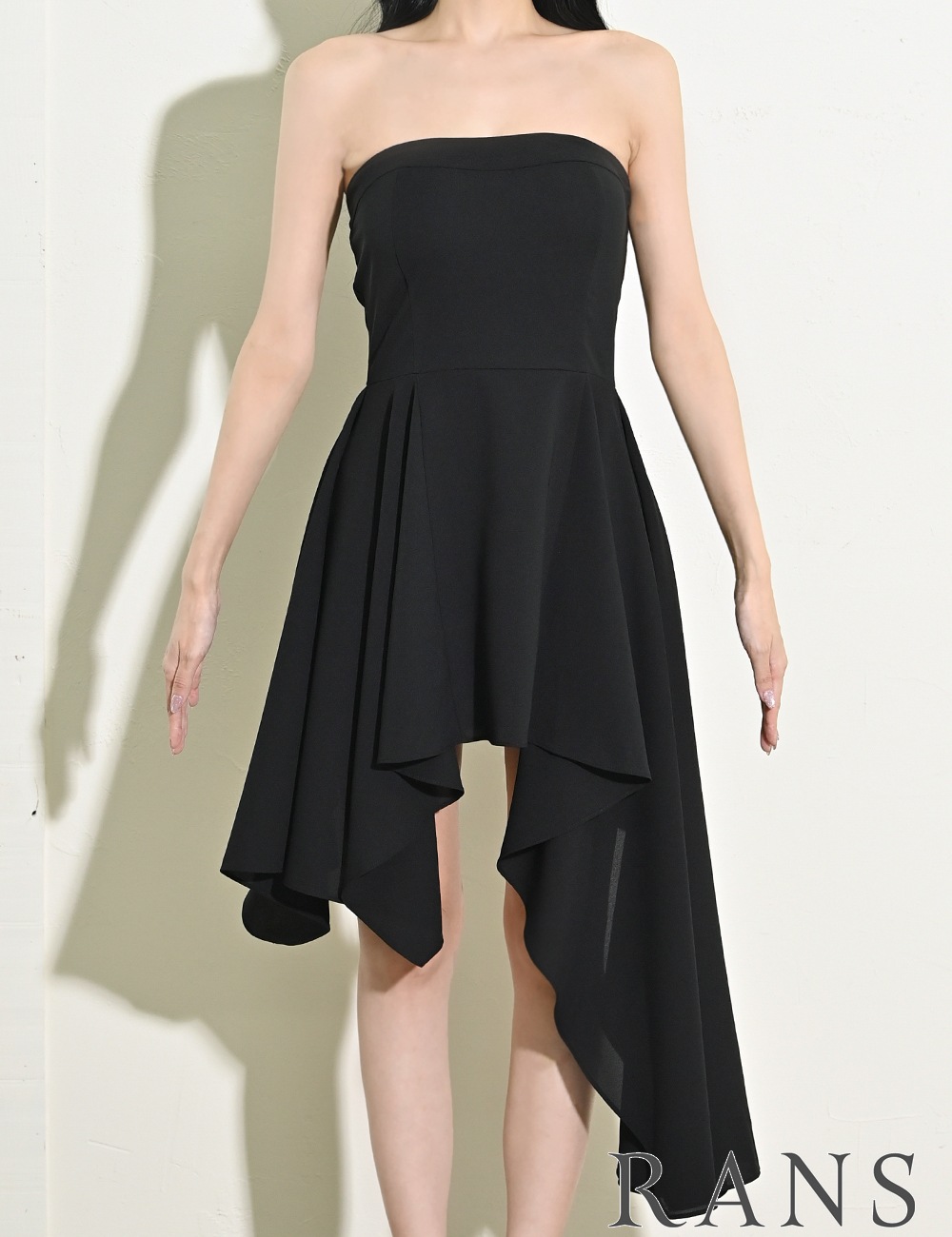 [即納][instock]【RANS】丈長/ミニ/ドレス/ワンピース/ブラック/ベア/フレア/アシンメトリー