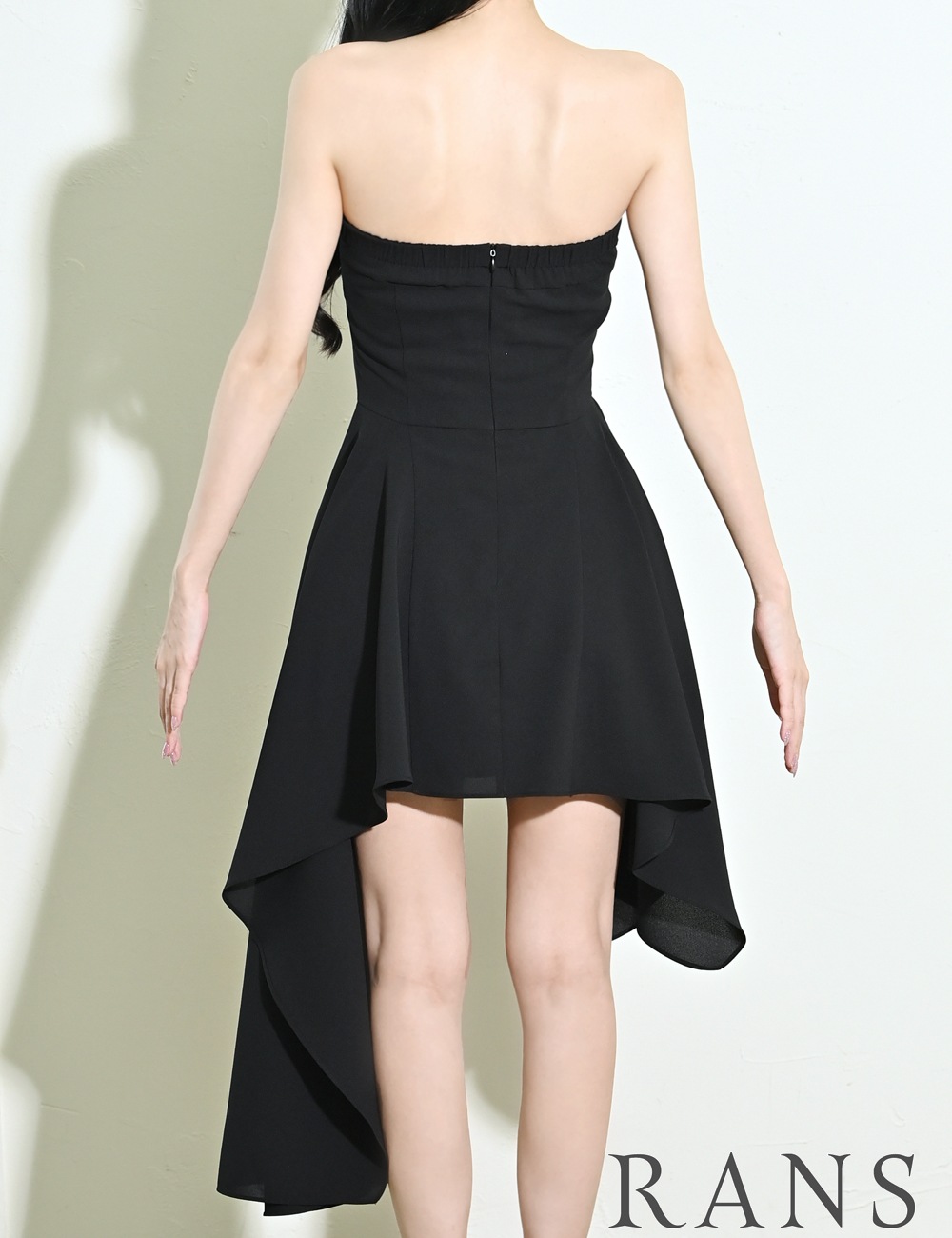 [即納][instock]【RANS】丈長/ミニ/ドレス/ワンピース/ブラック/ベア/フレア/アシンメトリー