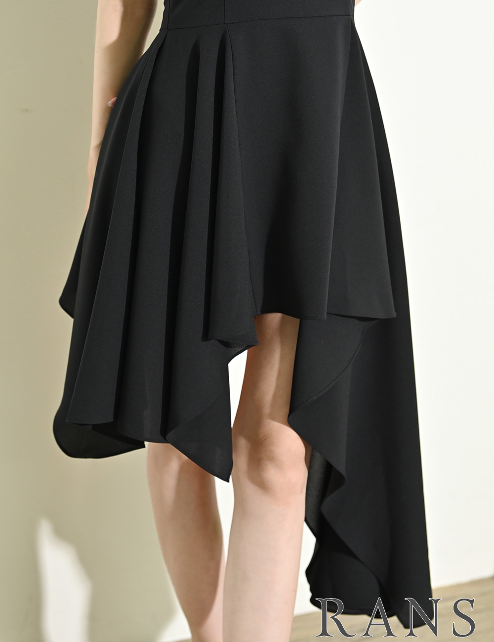 [即納][instock]【RANS】丈長/ミニ/ドレス/ワンピース/ブラック/ベア/フレア/アシンメトリー
