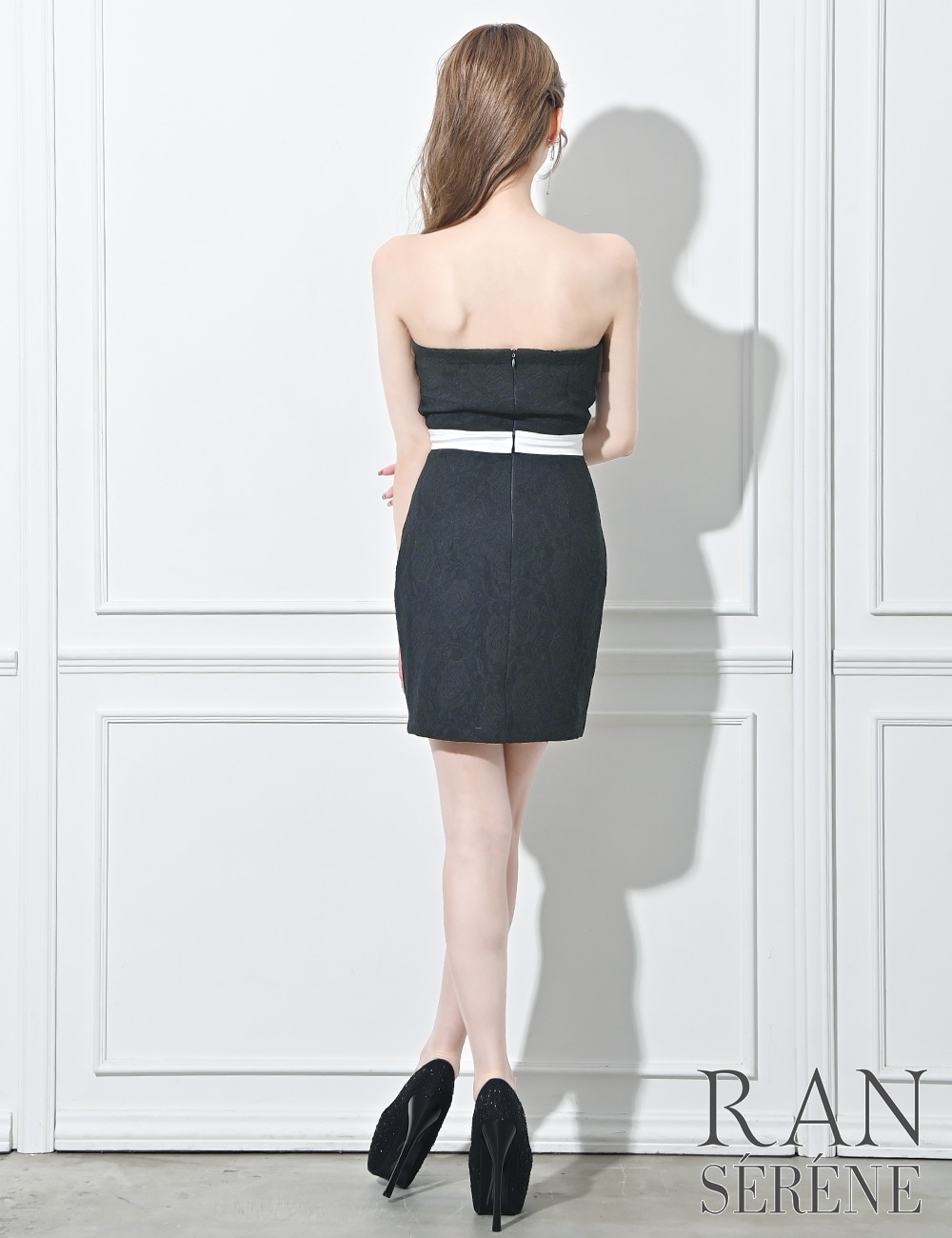 [即納][instock]【RAN SERENE】ミニ/ドレス/ワンピース/ブラック/ベア/タイト/レース/リボン