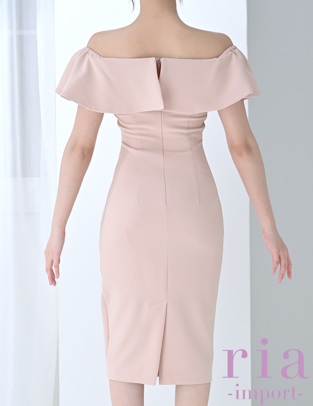 【ria】丈長/ドレス/ワンピース/ベージュ/オフショル/タイト