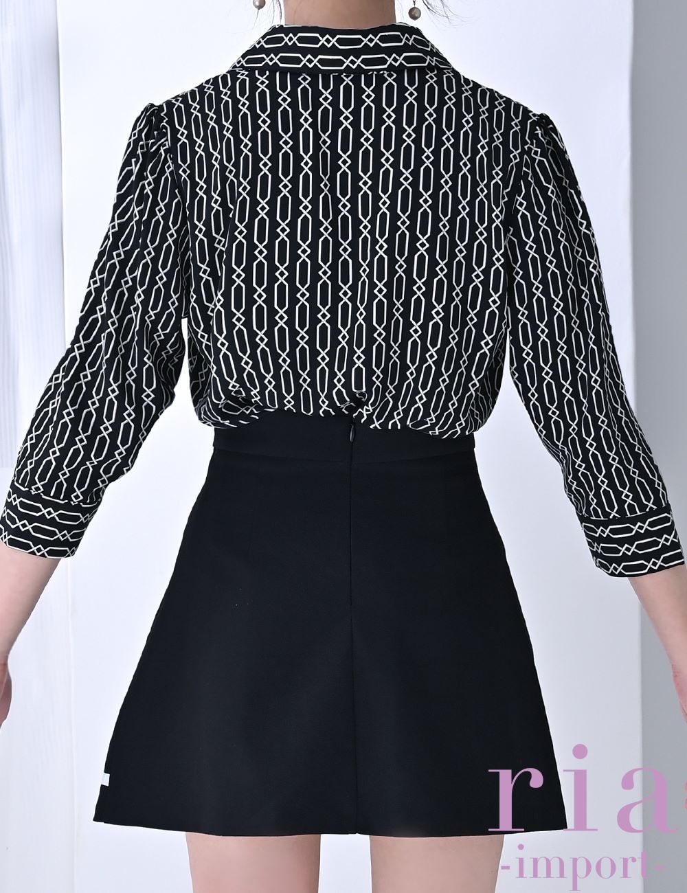 【ria】ミニ/ドレス/セットアップ/ブラック/シャツ/プリーツ/袖あり/長袖
