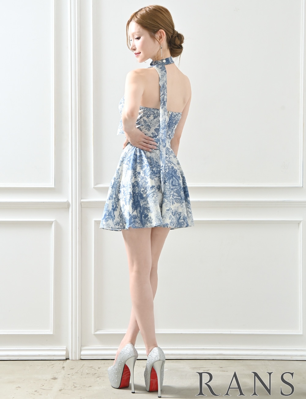 即納][instock]【RANS】ミニ/ドレス/セットアップ/ブルー/ベア/フレア