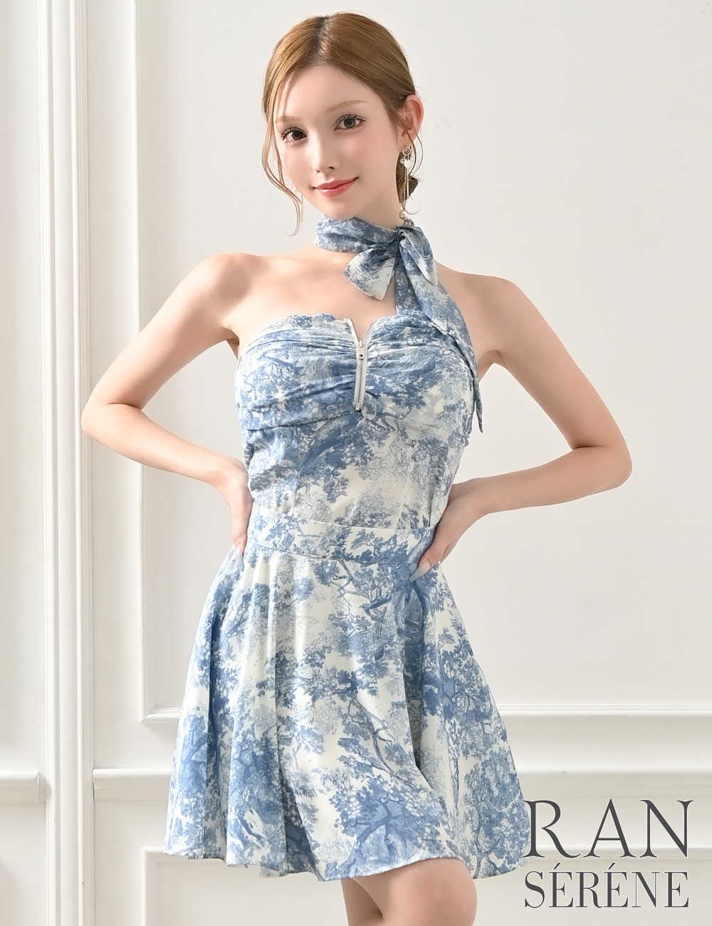 即納][instock]【RAN SERENE】ミニ/ドレス/セットアップ/ブルー/ベア