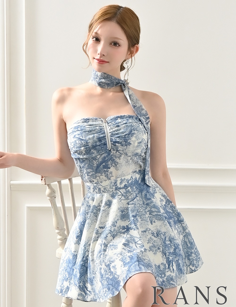 Mのみ即納][instock]【RANS】ミニ/ドレス/セットアップ/ブルー