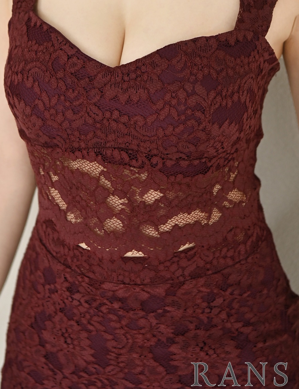 [即納][instock]【RANS】ミニ/ロング/ドレス/ワンピース/レッド/キャミ/タイト/アシンメトリー/カットアウト/レース