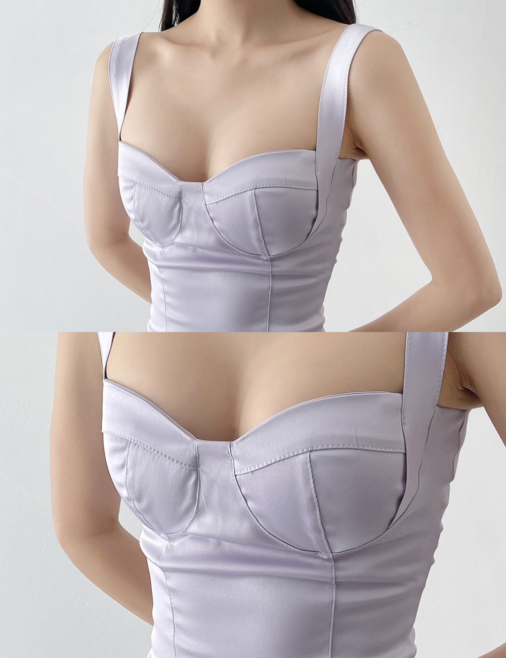 【AIDMAX】丈長/ドレス/ワンピース/タイト/サテン/キャミ/パープル