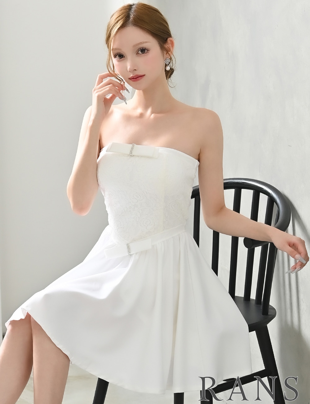 Mのみ即納][instock]【RANS】ミニ/ドレス/ワンピース/ホワイト