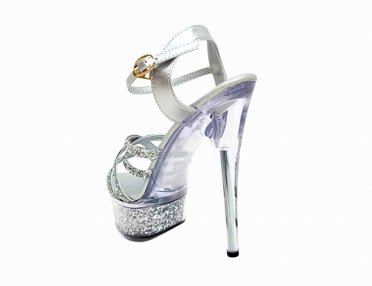ストラップ付きビジューパンプス/シルバー/14㎝
