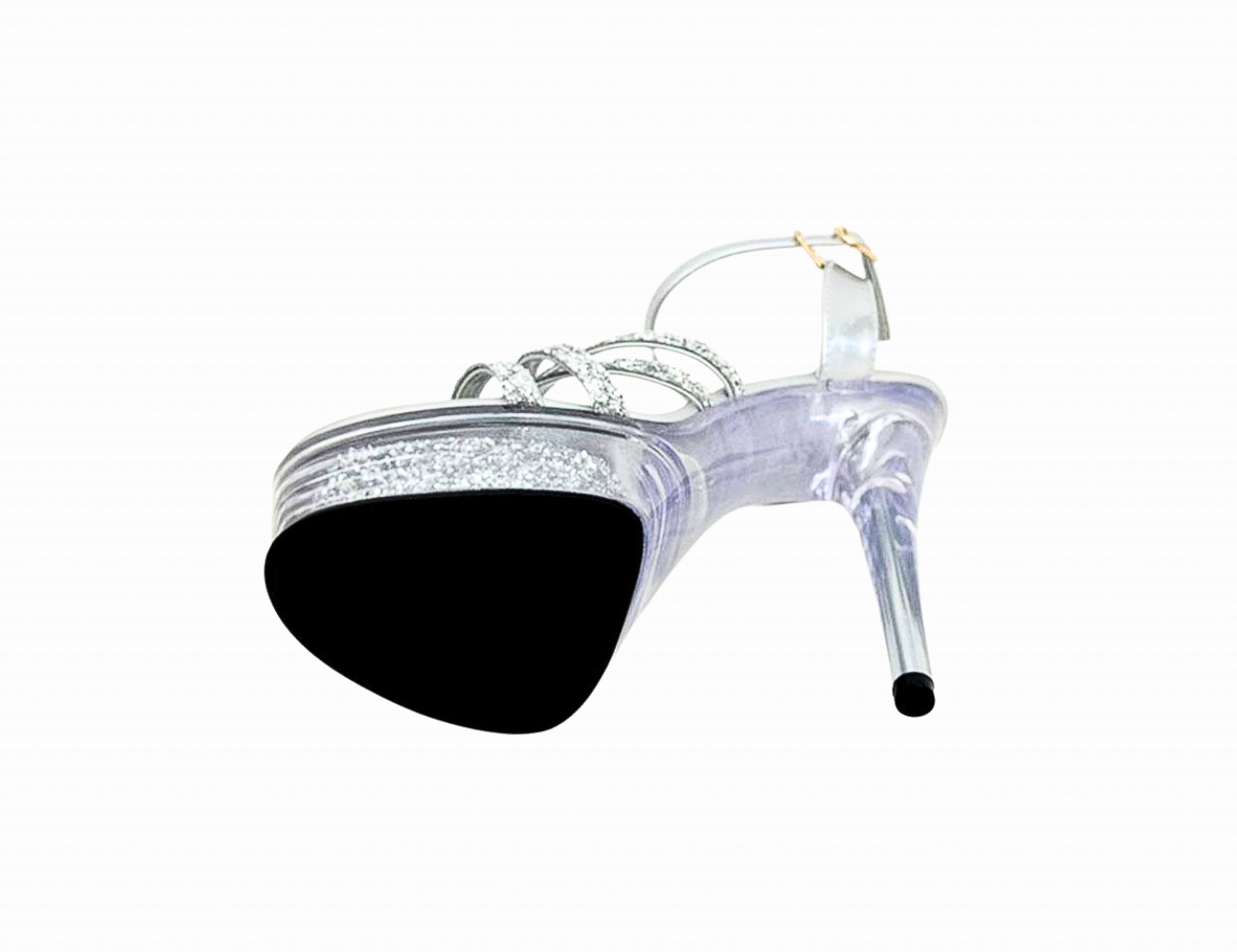 ストラップ付きビジューパンプス/シルバー/14㎝