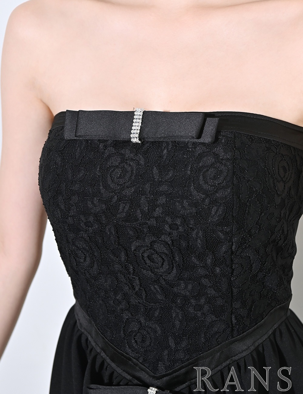 【RANS】ミニ/ドレス/ワンピース/ブラック/ベア/フレア/レース/リボン 即納][instock]【RANS】ミニ/ドレス/ワンピース/ブラック/ベア