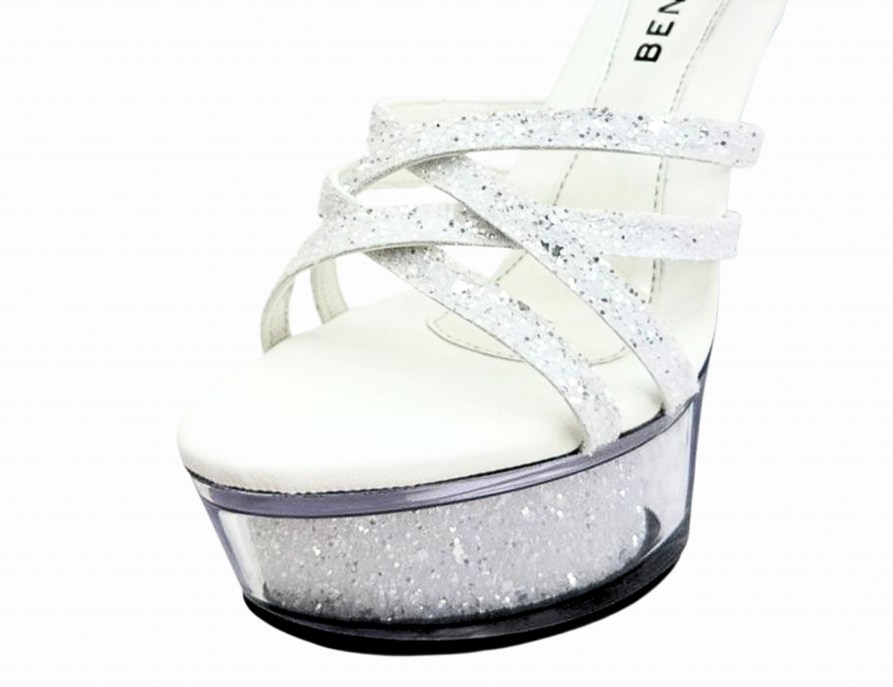 ストラップ付きビジューパンプス/ホワイト/14㎝