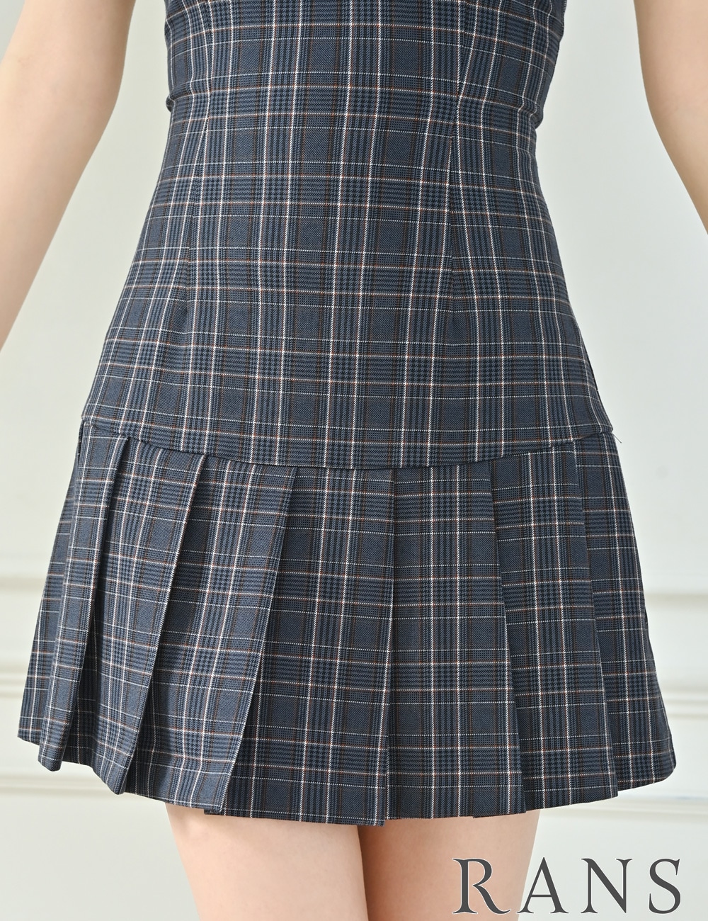 RANS ミニドレス グレー チェック RANS ミニドレス グレー チェック Mのみ即納][instock]【RANS