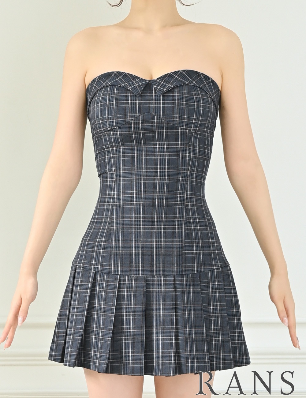 RANS ミニドレス グレー チェック RANS ミニドレス グレー チェック Mのみ即納][instock]【RANS