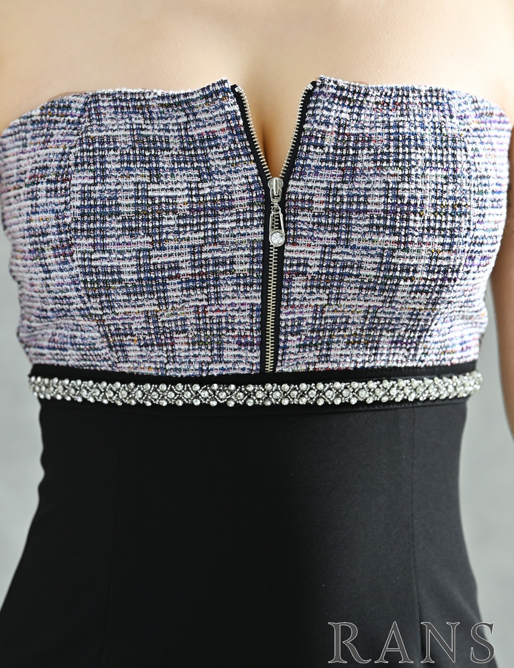 [即納][instock]【RANS】ミニ/ドレス/ワンピース/ブラック/ブルー/ツイード/ベア/フレア