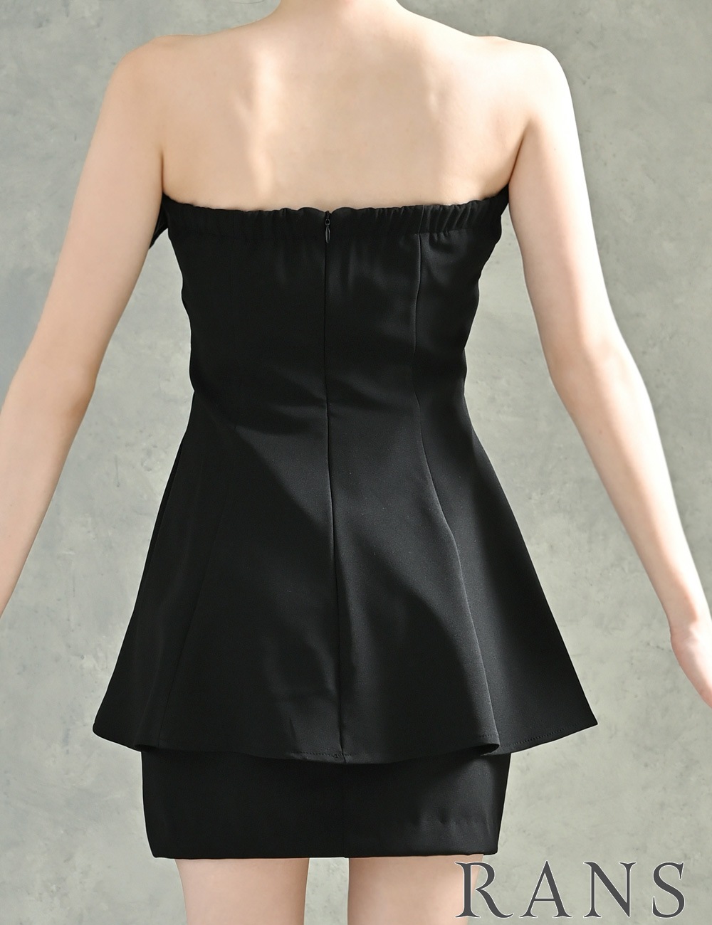 [即納][instock]【RANS】ミニ/ドレス/ワンピース/ブラック/ベア/タイト/フレア/ベルト