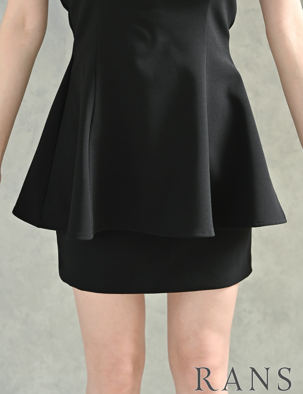 [即納][instock]【RANS】ミニ/ドレス/ワンピース/ブラック/ベア/タイト/フレア/ベルト