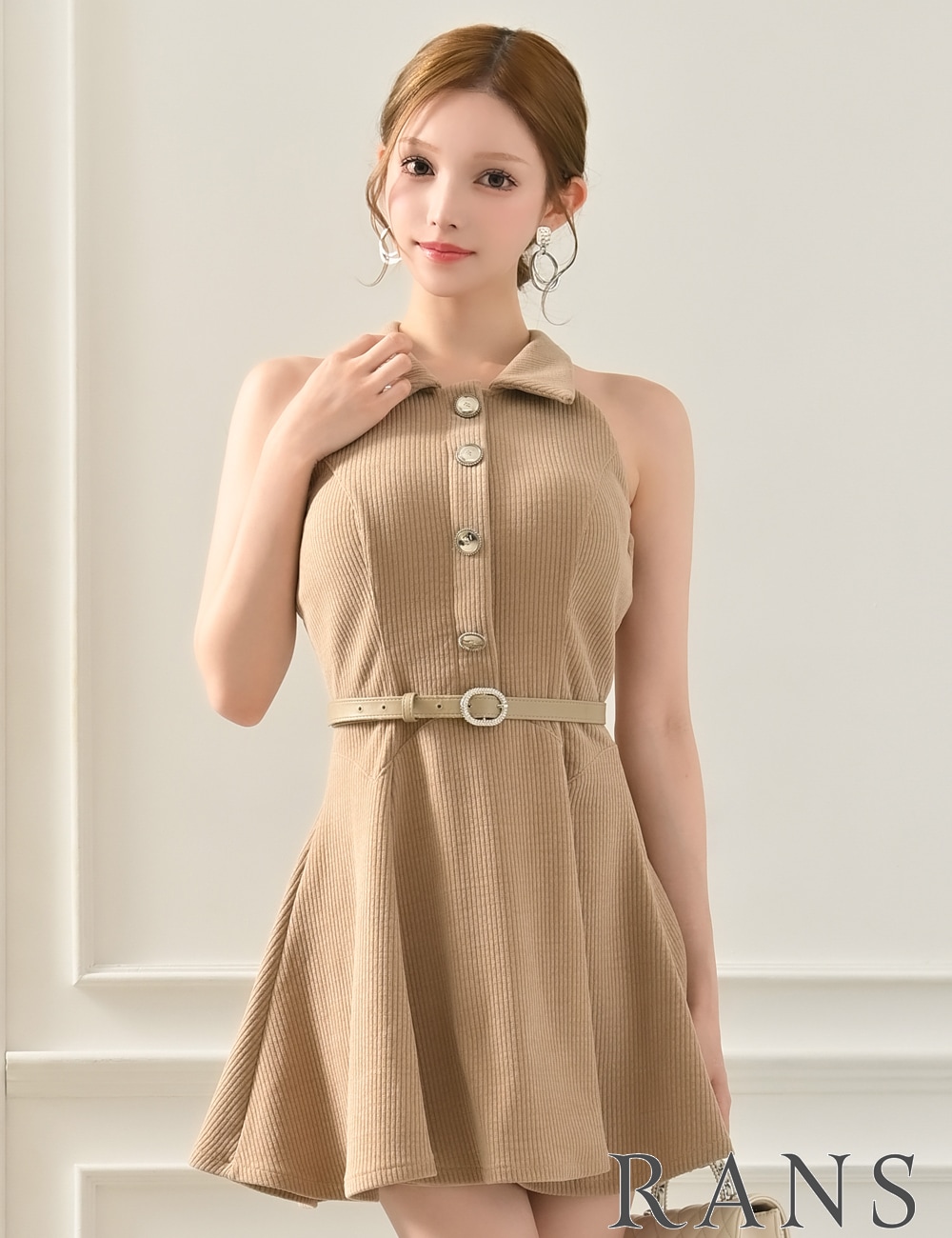 即納][instock]【RANS】ミニ/ドレス/ワンピース/ベージュ