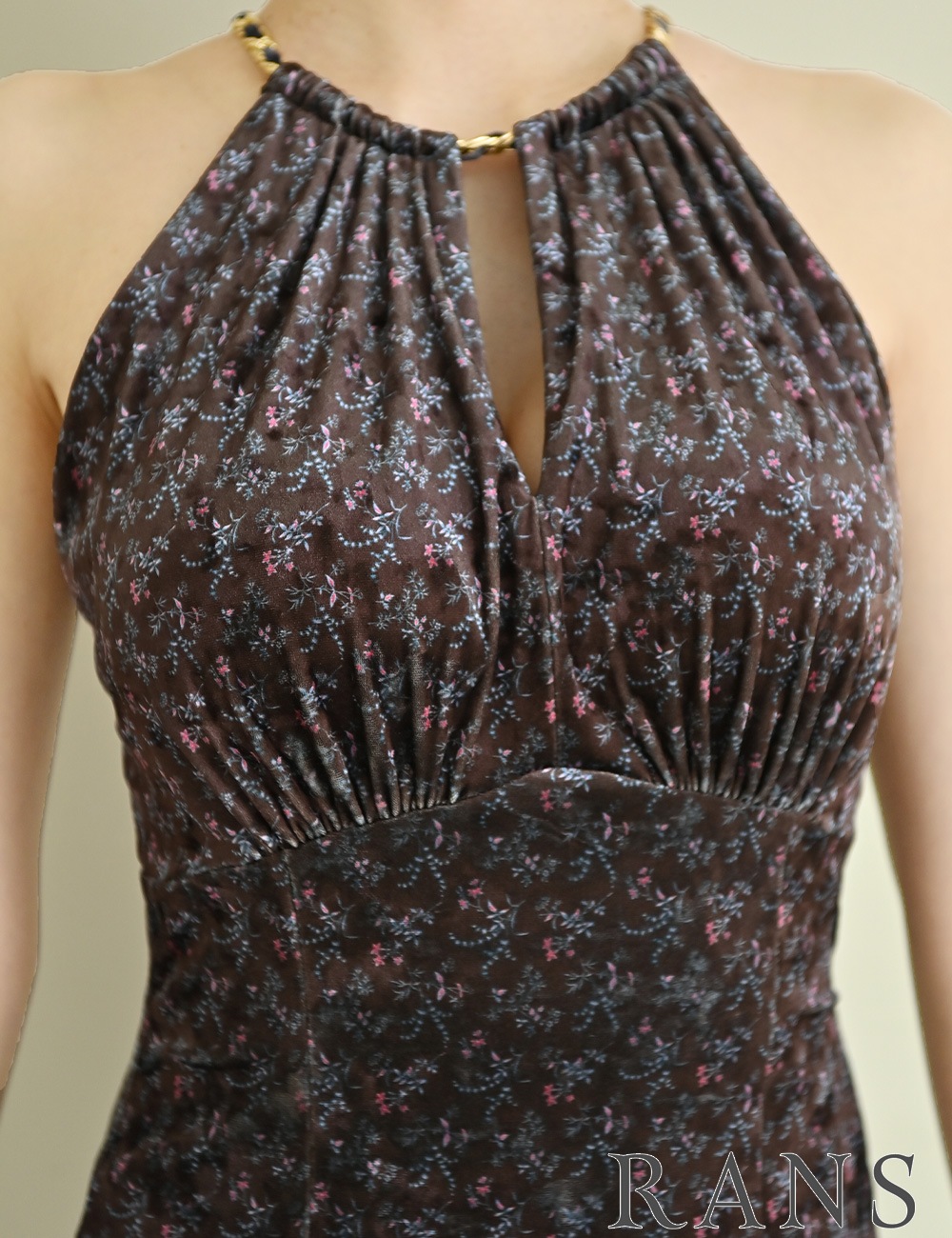 [即納][instock]【RANS】ミニ/ドレス/ワンピース/ブラック/アメスリ/チェーン/フレア/ベロア/柄/花柄