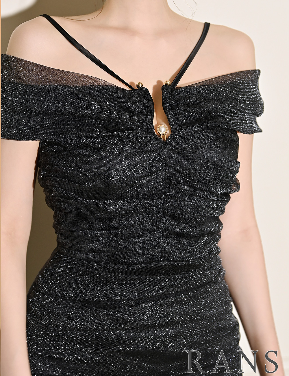 [Sのみ即納][instock]【RANS】ロング/ドレス/タイト/ワンピース/ブラック/マーメイド/オフショル