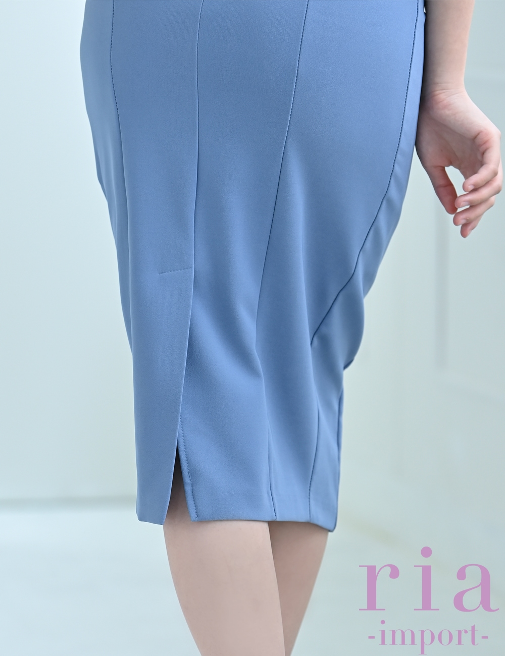 【ria】丈長/ドレス/ワンピース/ブルー/タイト/キャミ