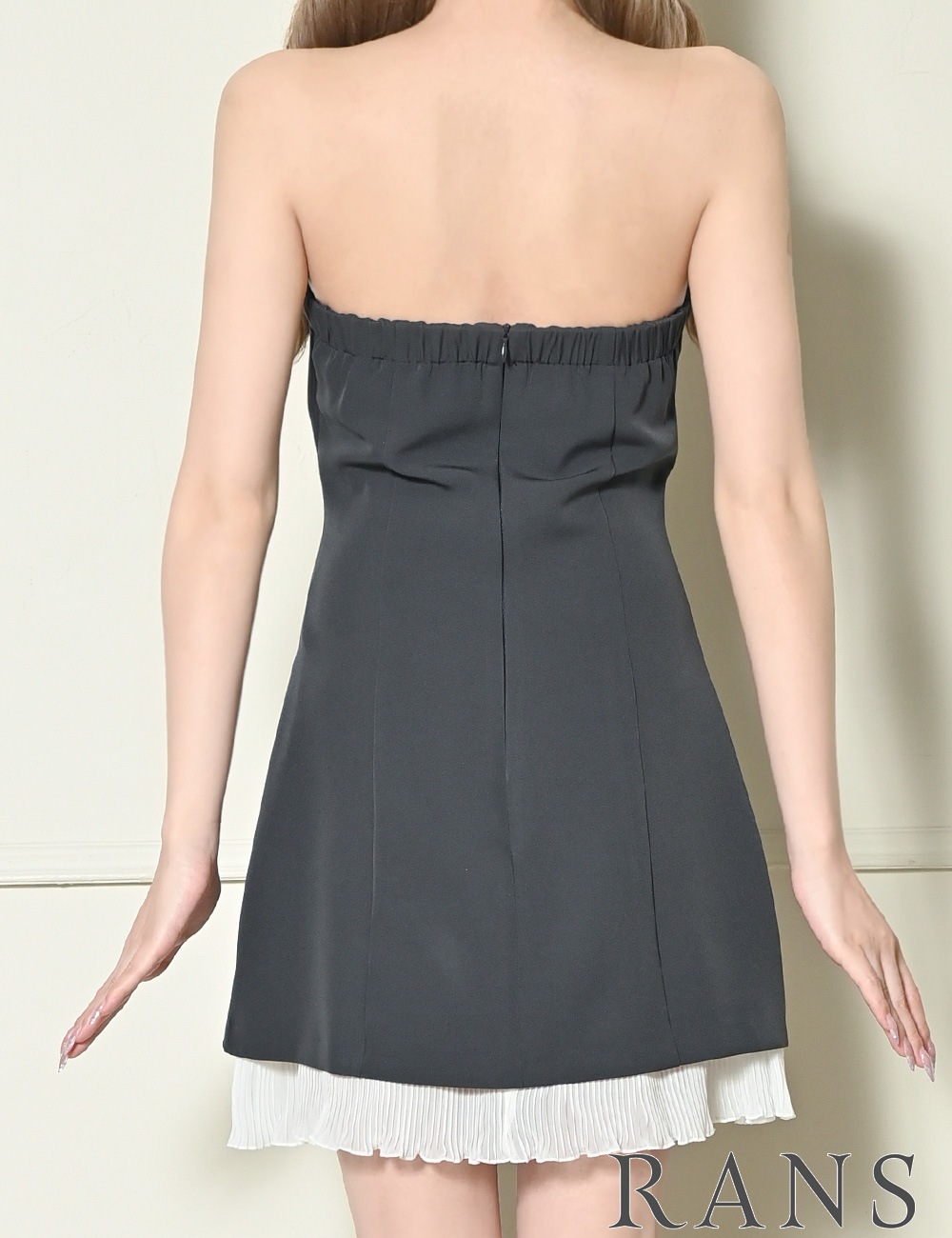 [即納][instock]【RANS】ミニ/ドレス/ワンピース/グレー/ベア/フレア/リボン