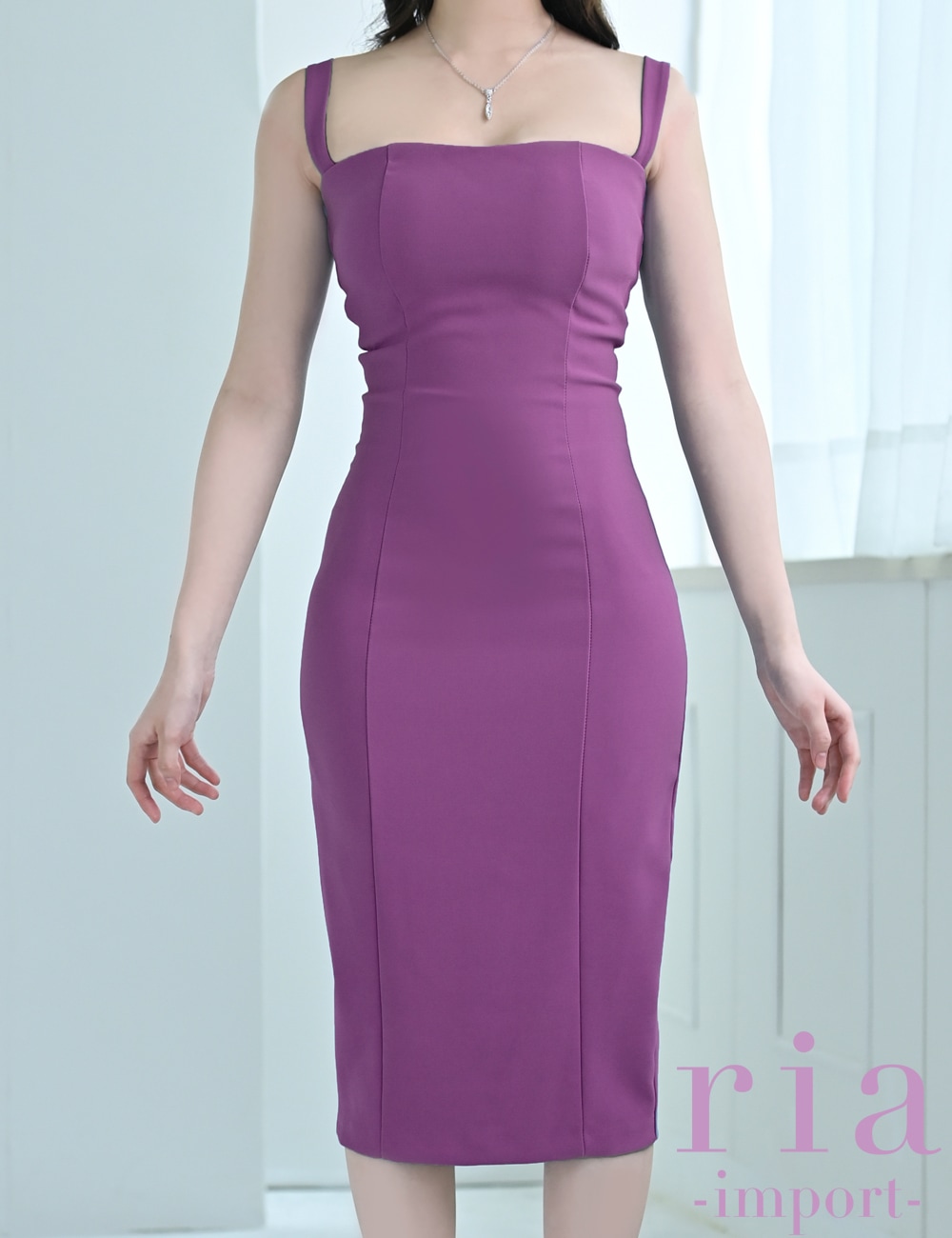 【ria】丈長/ドレス/ワンピース/パープル/タイト/キャミ