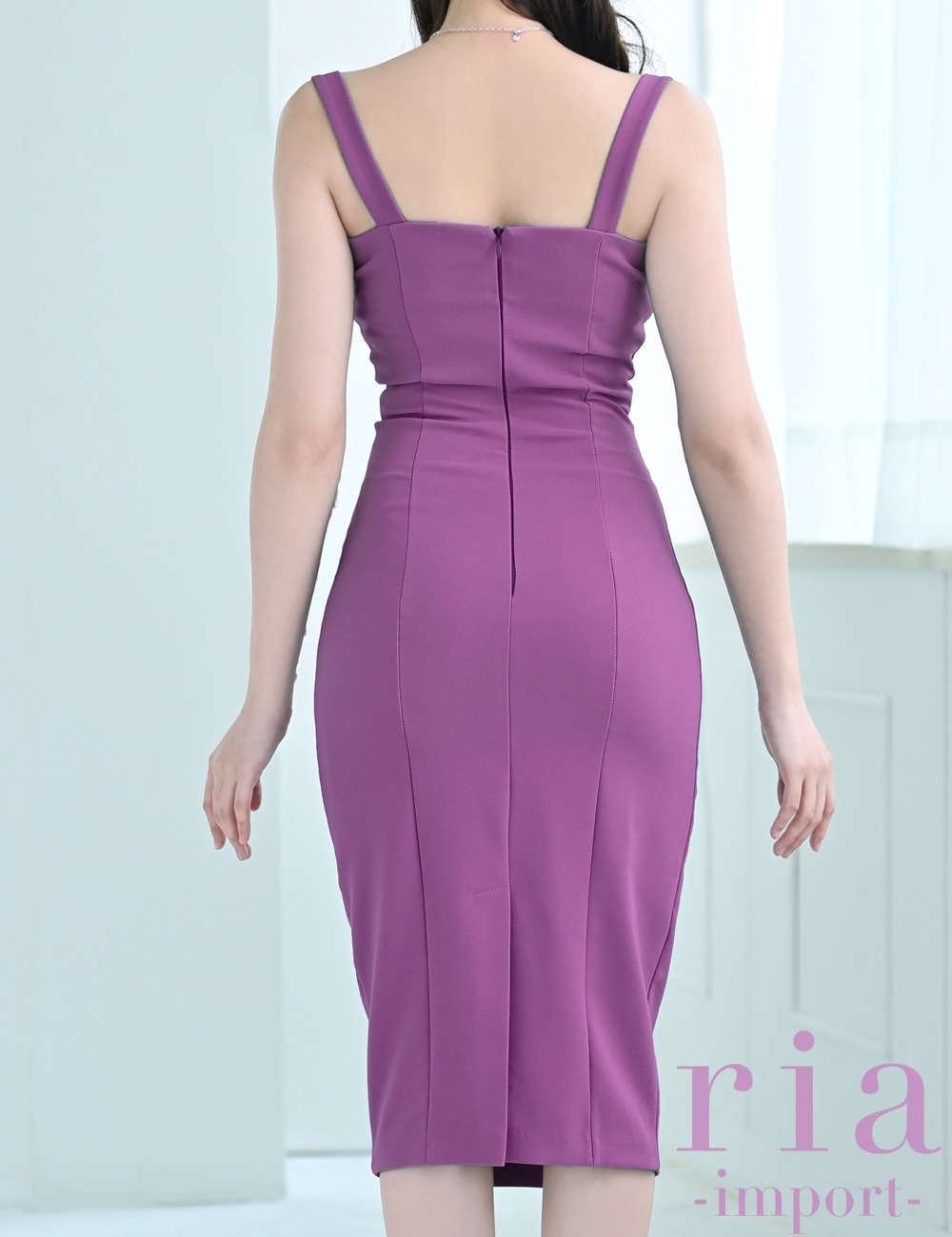 【ria】丈長/ドレス/ワンピース/パープル/タイト/キャミ