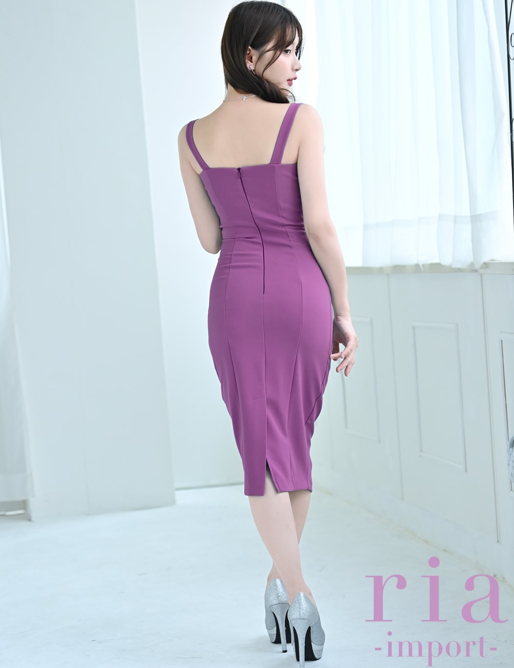 【ria】丈長/ドレス/ワンピース/パープル/タイト/キャミ