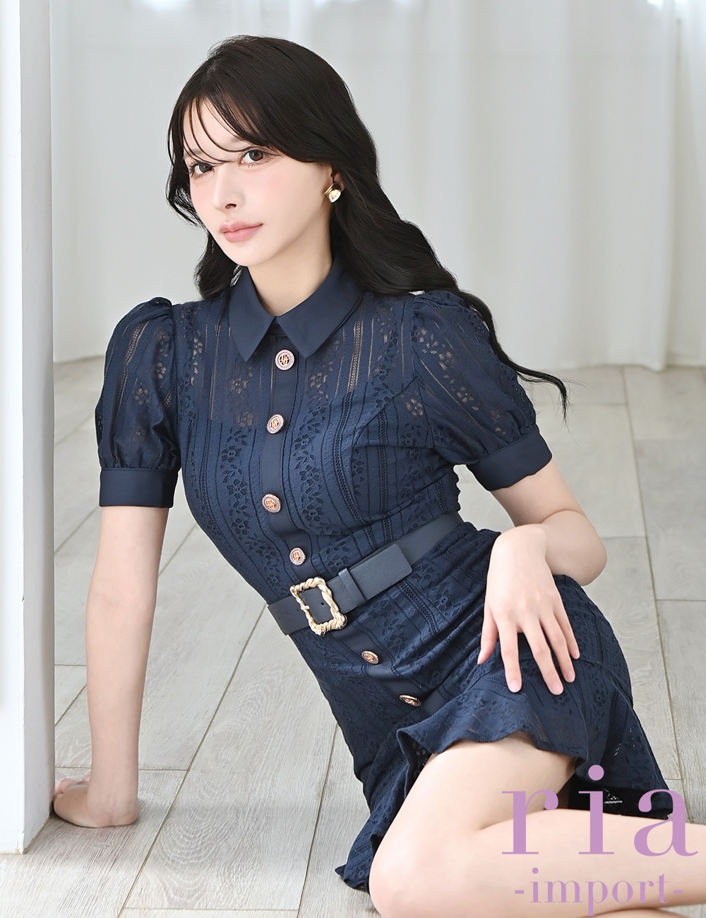 完売品未開封☆ レースアップカットミニワンピース ネイビー FL エイミーイストワール EIMY ISTOIRE レースレイヤードカットミニ