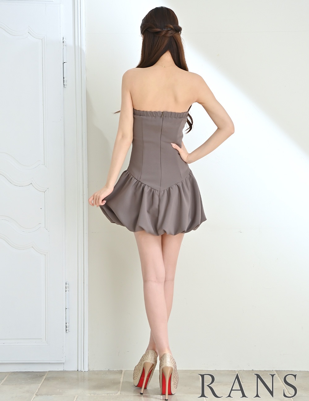 [即納][instock]【RANS】ミニ/ドレス/ワンピース/ブラウン/ベア/バルーンスカート
