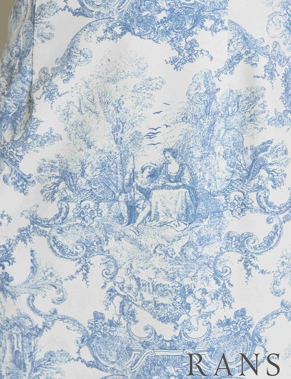 [即納][instock]【RAN SERENE】ミニ/ドレス/ワンピース/ブルー/ワンショル/フレア/柄/トワルドジュイ