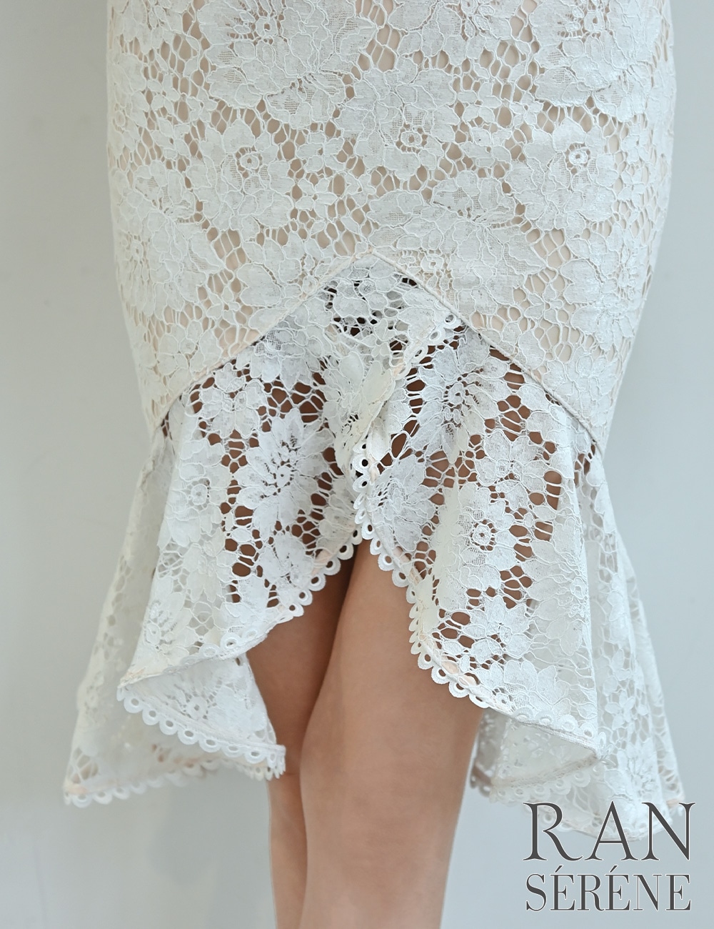 [即納][instock]【RAN SERENE】丈長/ドレス/ワンピース/ホワイト/ベア/マーメイド/ベルト/レース