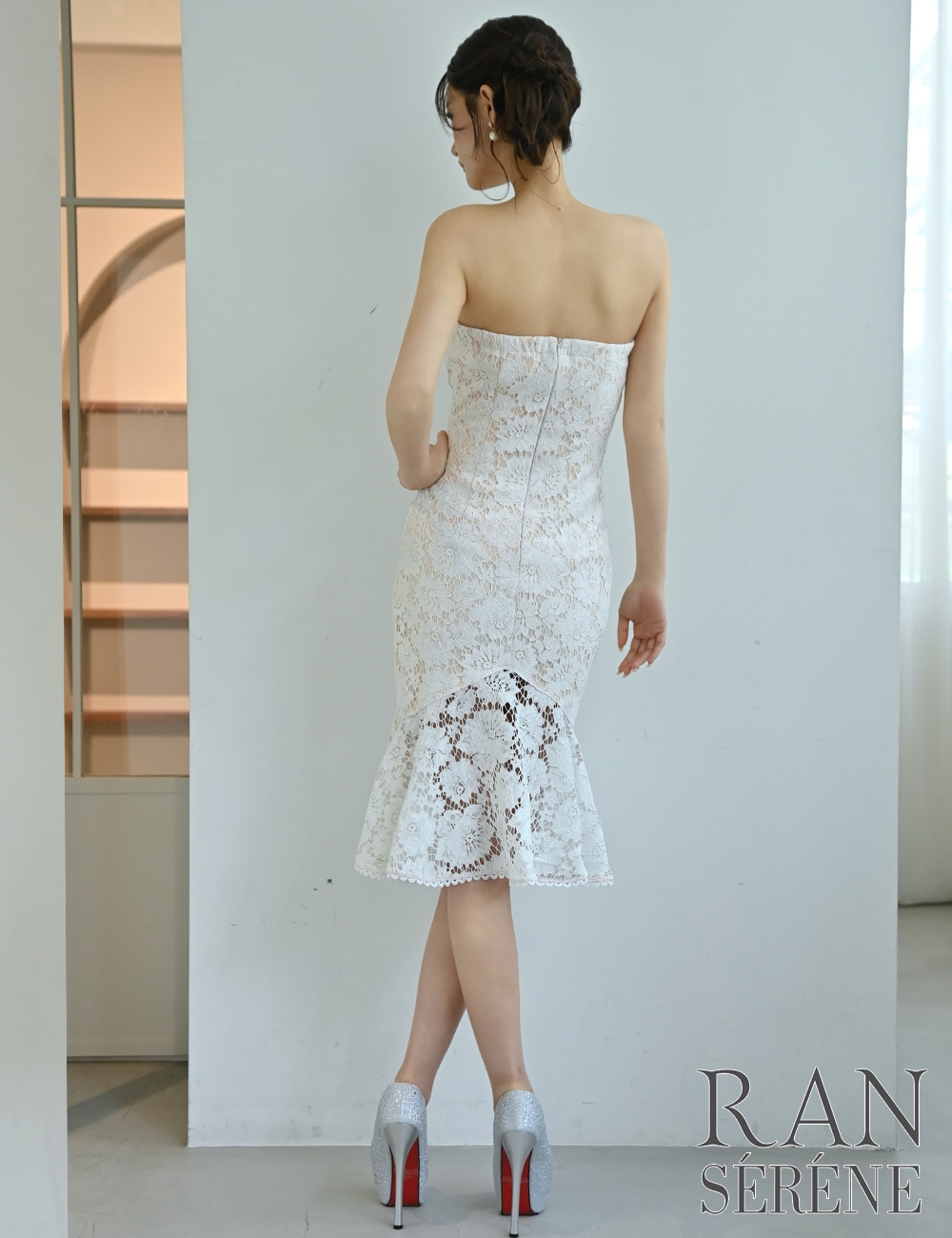[即納][instock]【RAN SERENE】丈長/ドレス/ワンピース/ホワイト/ベア/マーメイド/ベルト/レース