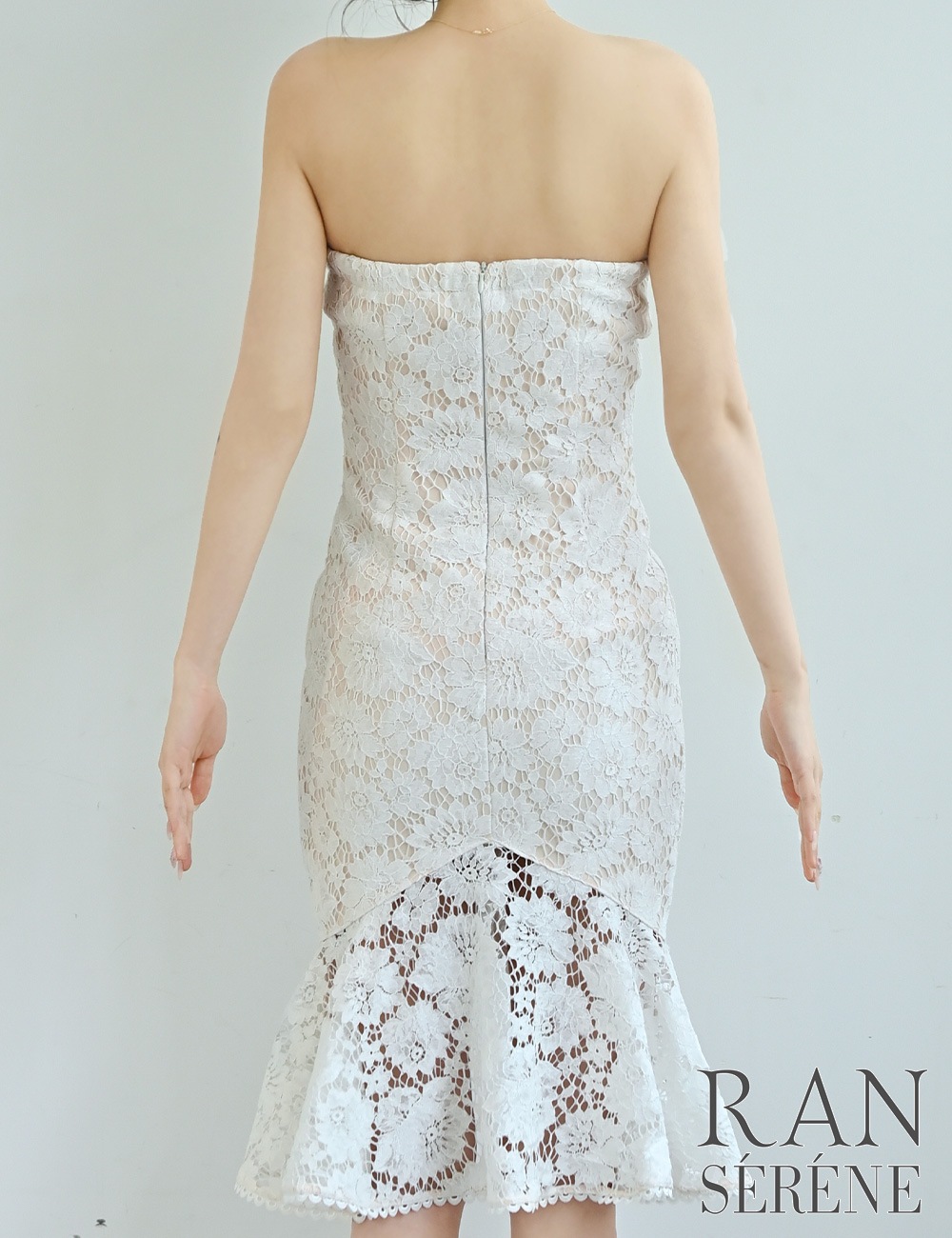 [即納][instock]【RAN SERENE】丈長/ドレス/ワンピース/ホワイト/ベア/マーメイド/ベルト/レース