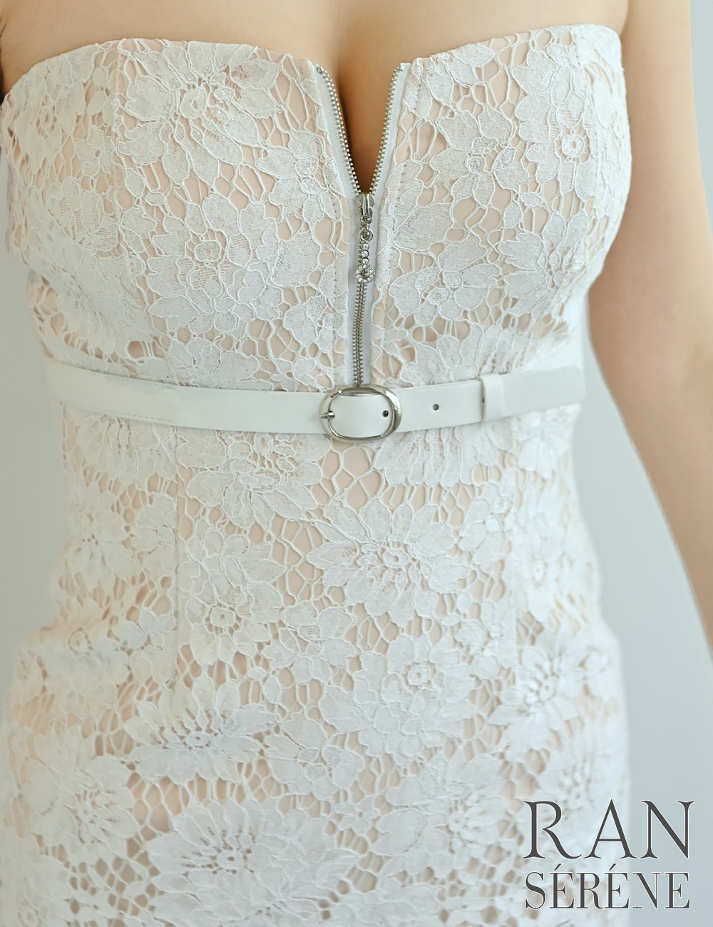 [即納][instock]【RAN SERENE】丈長/ドレス/ワンピース/ホワイト/ベア/マーメイド/ベルト/レース