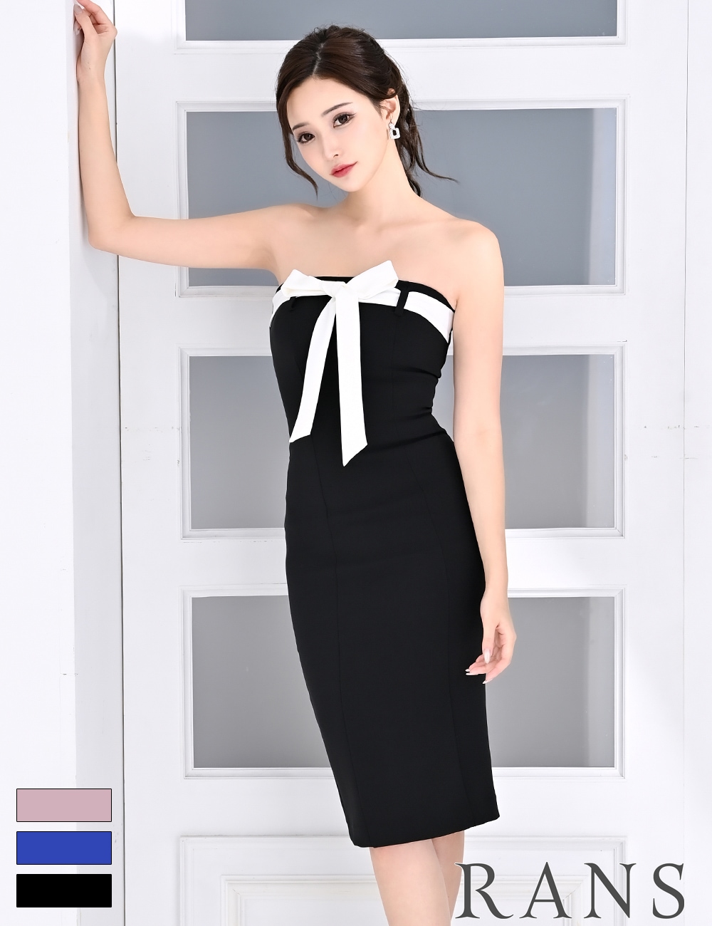 Mのみ即納][instock]【RANS】丈長/ドレス/ワンピース/ベア/タイト