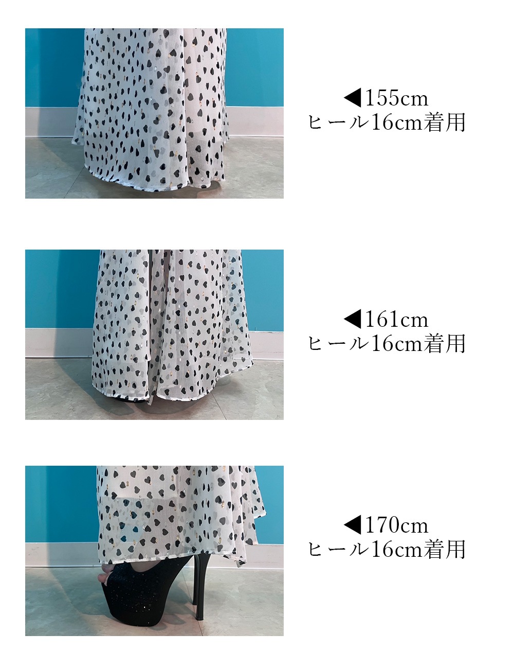 [Sのみ即納][instock]【RANS】ロング/ドレス/ワンピース/ブラック/ベア/ドレープ/スリット/柄/ハート柄