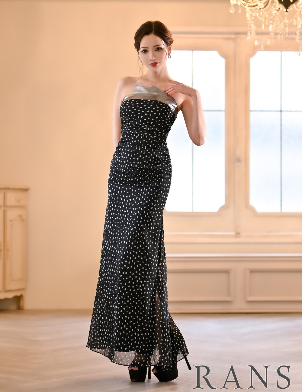 RANS ツイードベアトップチェック柄 ドレス S