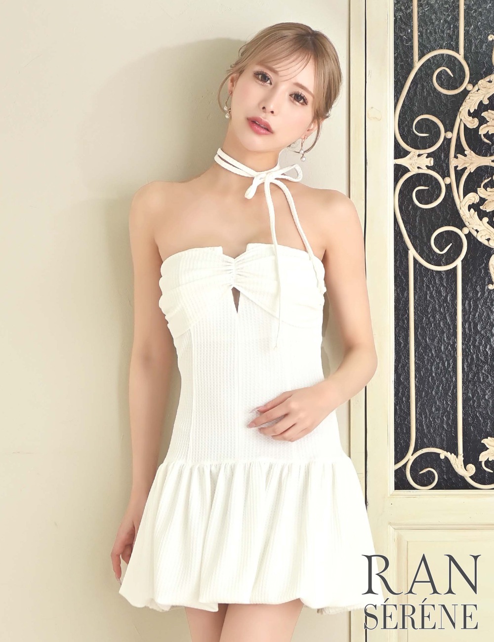 即納][instock]【RAN SERENE】ミニ/ドレス/ワンピース/ホワイト/ベア