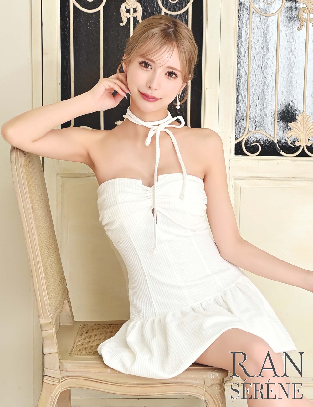 即納][instock]【RAN SERENE】ミニ/ドレス/ワンピース/ホワイト/ベア