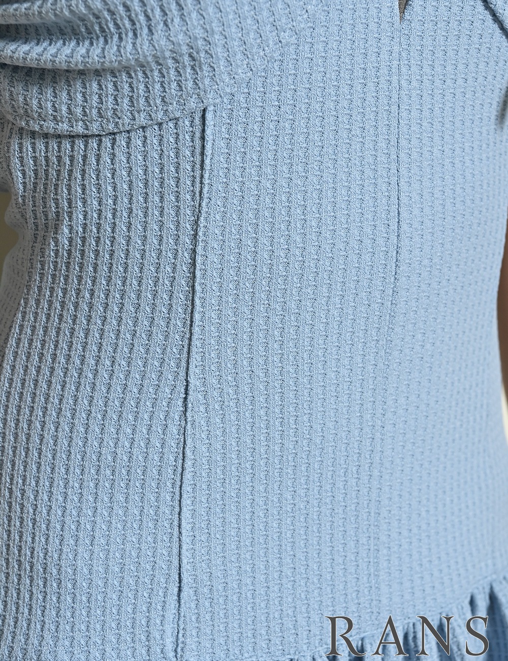 [即納][instock]【RANS】ミニ/ドレス/ワンピース/ブルー/ベア/バルーンスカート/ワッフル生地/リボン