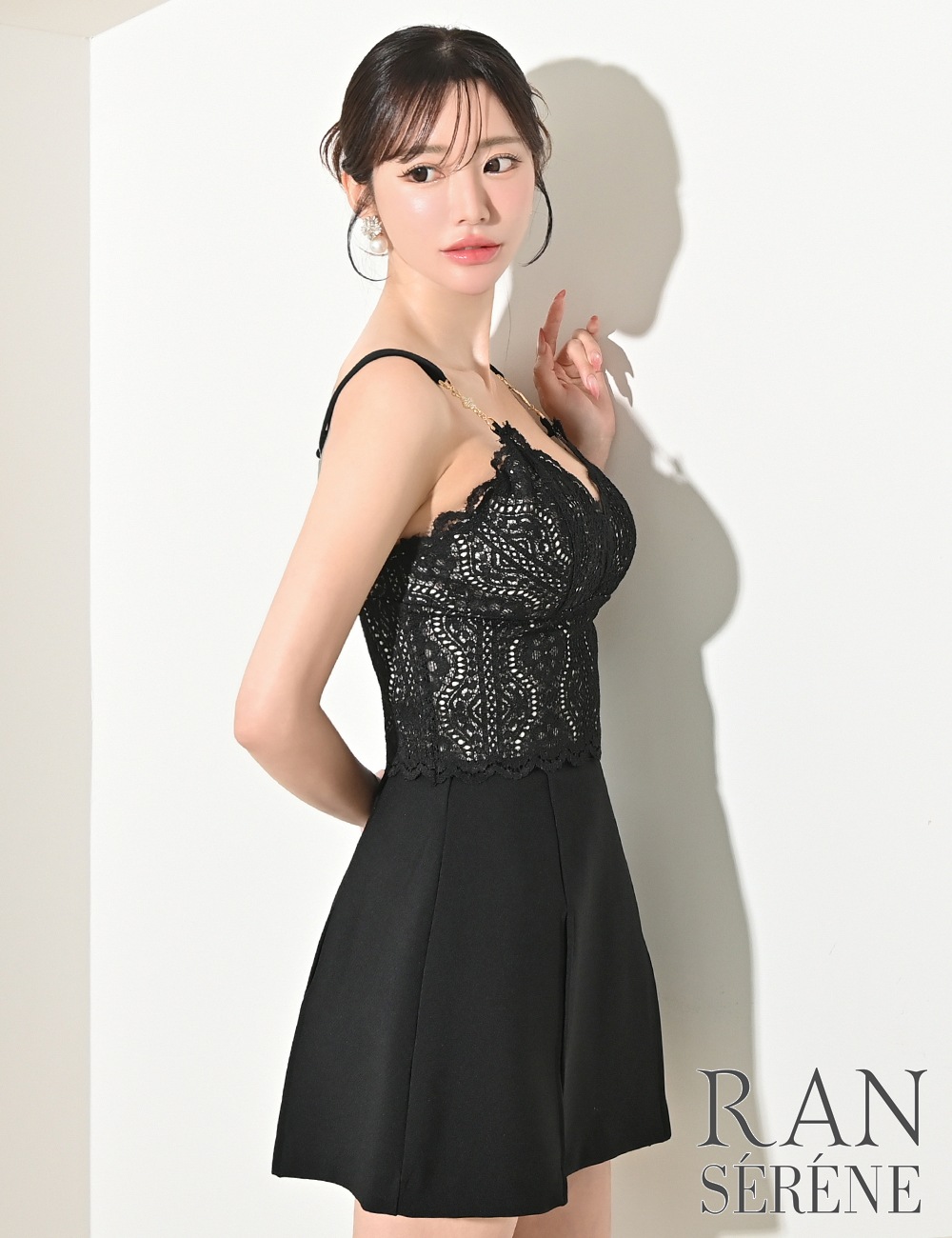 [予約商品]【RAN SERENE】ミニ/ドレス/セットアップ/ブラック/キャミ/フレア/レース
